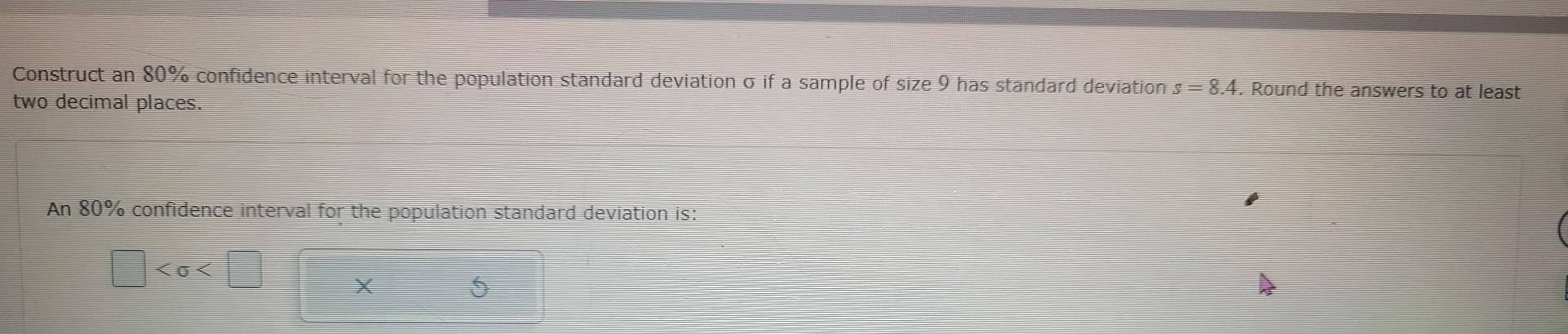 Solved Construct an 80% confidence interval for the | Chegg.com