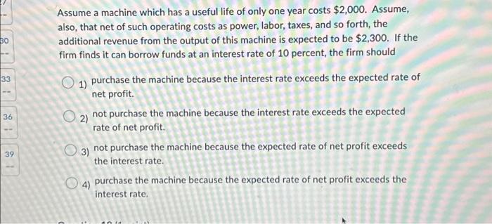 Solved 30 33 36 39 Assume a machine which has a useful life | Chegg.com