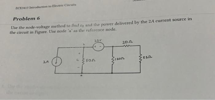 Solved Problem 6 Use the node-voltage method to find v0 and | Chegg.com