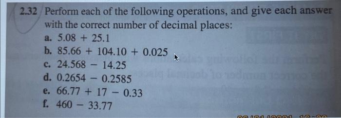 Solved 32 Perform each of the following operations, and give | Chegg.com