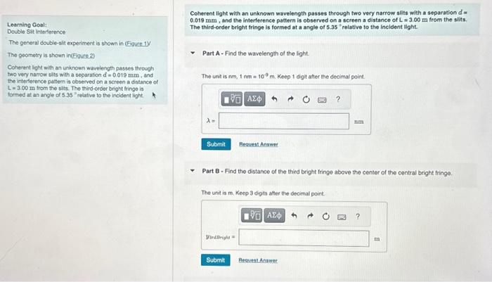 Solved Learning Goal: Double St Interference The genoral | Chegg.com