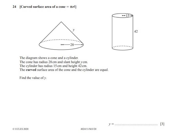 Solved Curved Surface Area Of A Cone Rl The Diagram Chegg Com