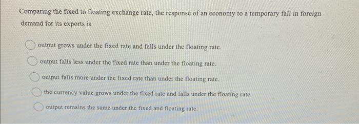 Solved Comparing The Fixed To Floating Exchange Rate The Chegg Com   Image