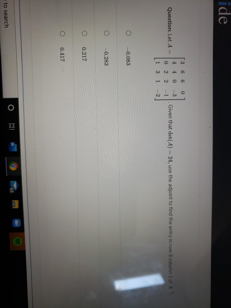 Solved de Question: Let A = 53 6 6 4 4 0 0 2 2 1 3 1 0 -3 -1 | Chegg.com
