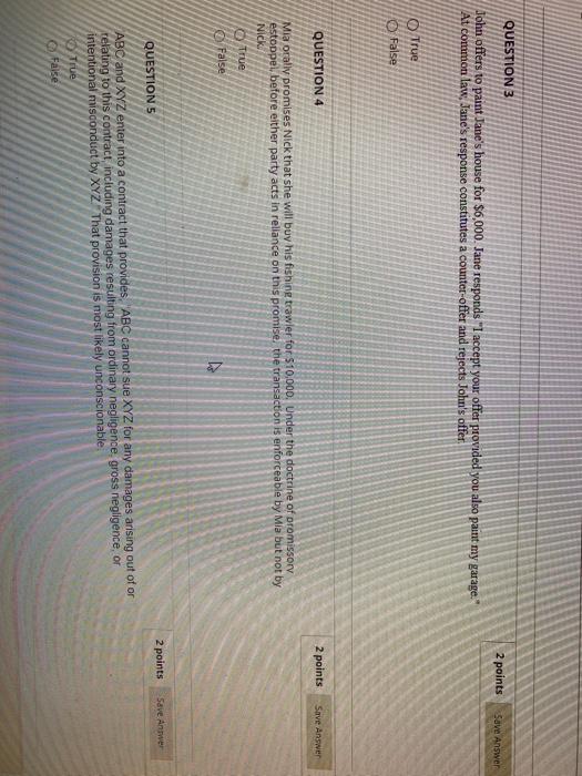 Solved QUESTION 3 2 points Save Answer John offers to paint | Chegg.com