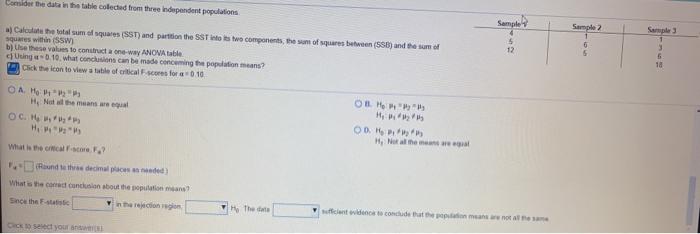 Solved Consider the data in the table collected from the | Chegg.com