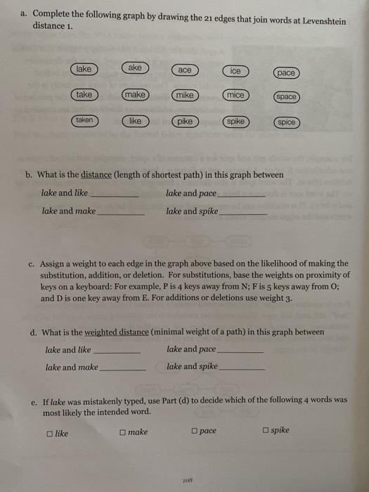 written assignment 3 the levenshtein distance