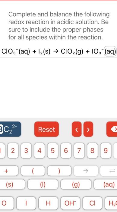 Solved Complete And Balance The Following Redox Reaction In | Chegg.com