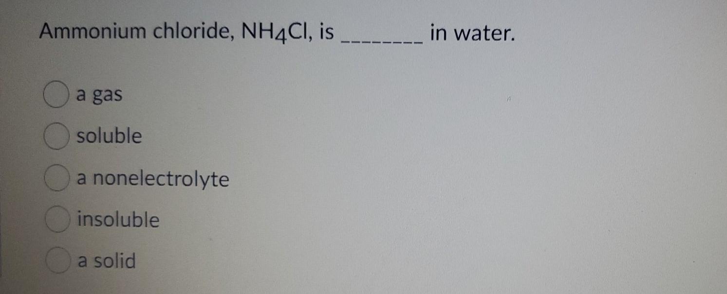 Ammonium Chloride, NH4Cl