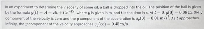 Solved In an experiment to determine the viscosity of some | Chegg.com