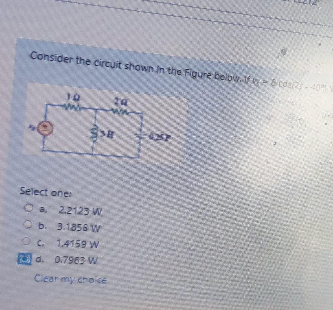 Solved Consider the circuit shown in the Figure below. If ve | Chegg.com