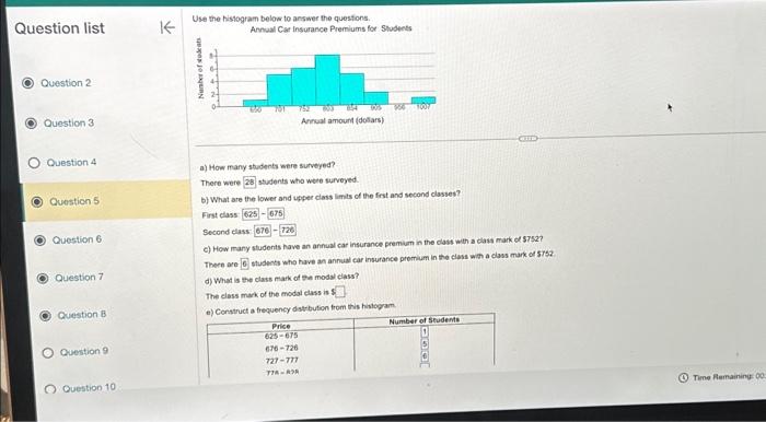 Solved Use the histogram below to answer the questons. | Chegg.com