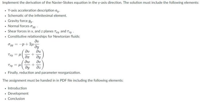 Solved Implement the derivation of the Navier-Stokes | Chegg.com