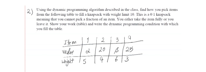 Solved 2) Using the dynamic programming algorithm described | Chegg.com