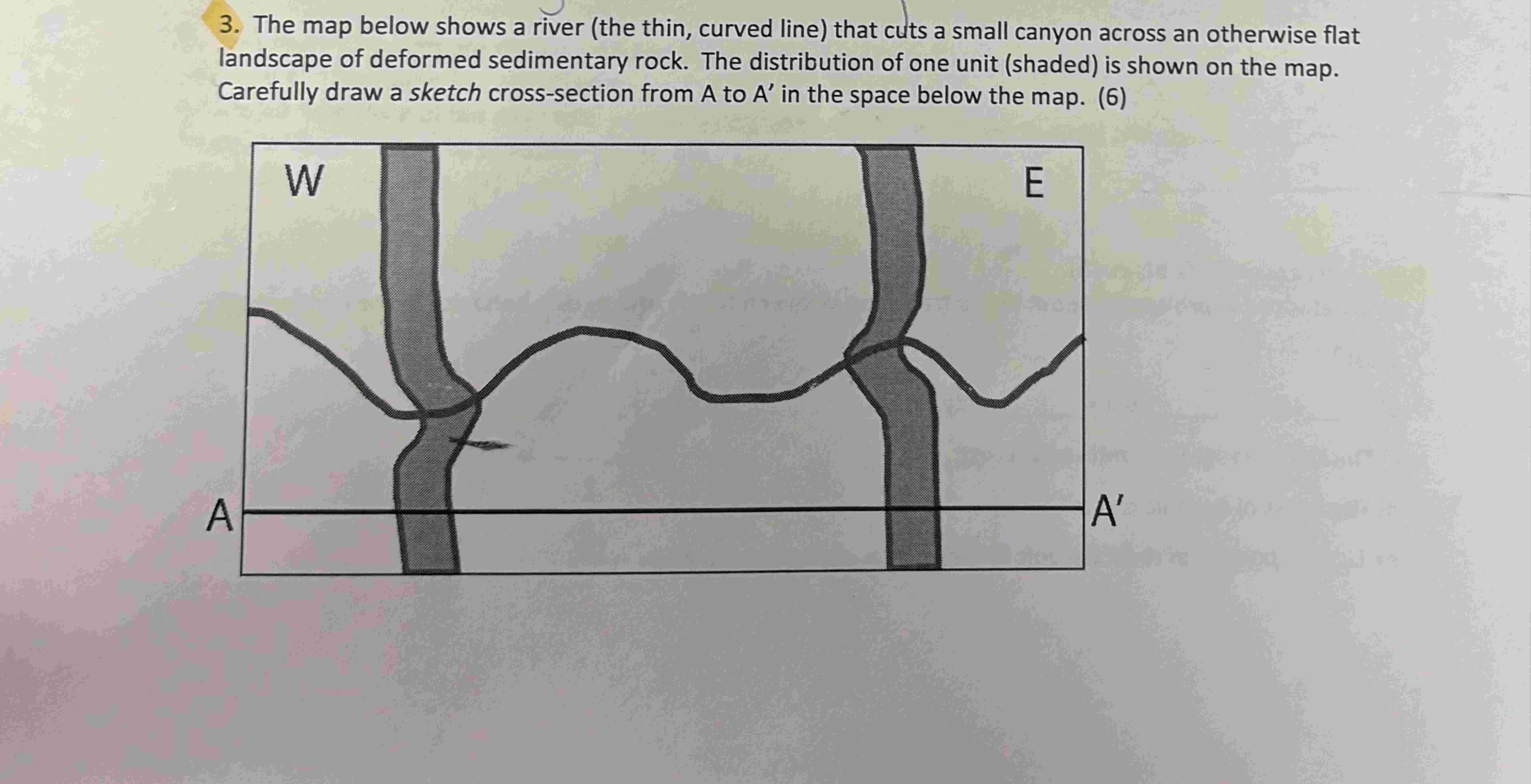 3. ﻿The map below shows a river (the thin, curved | Chegg.com