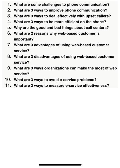 Solved 1. What are some challenges to phone communication? | Chegg.com