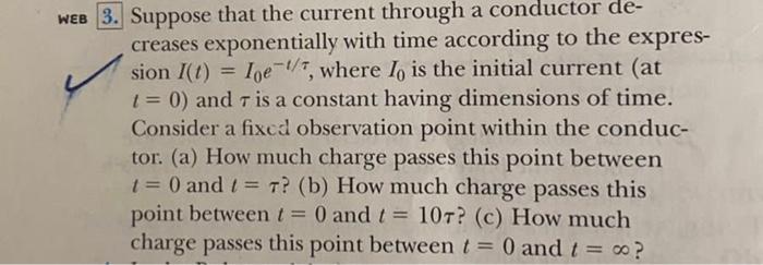 Solved 3. Suppose that the current through a conductor | Chegg.com