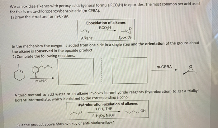 Solved We Can Oxidize Alkenes With Peroxy Acids General 1252