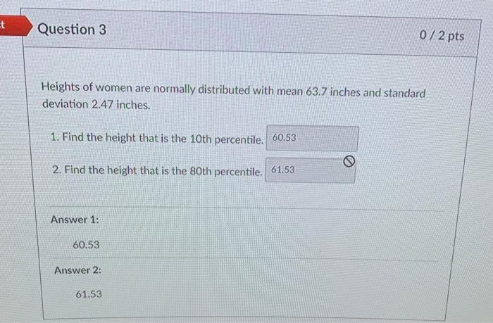 Solved Heights of women are normally distributed with mean | Chegg.com