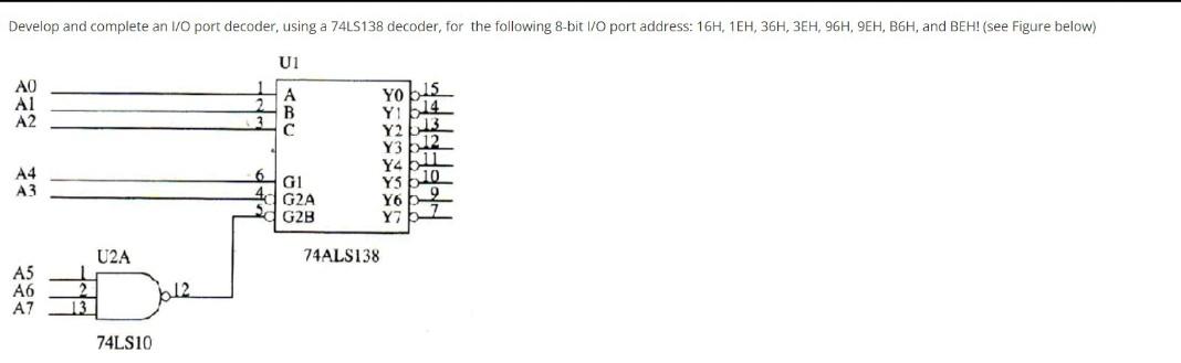 Solved Develop and complete an I/O port decoder, using a | Chegg.com
