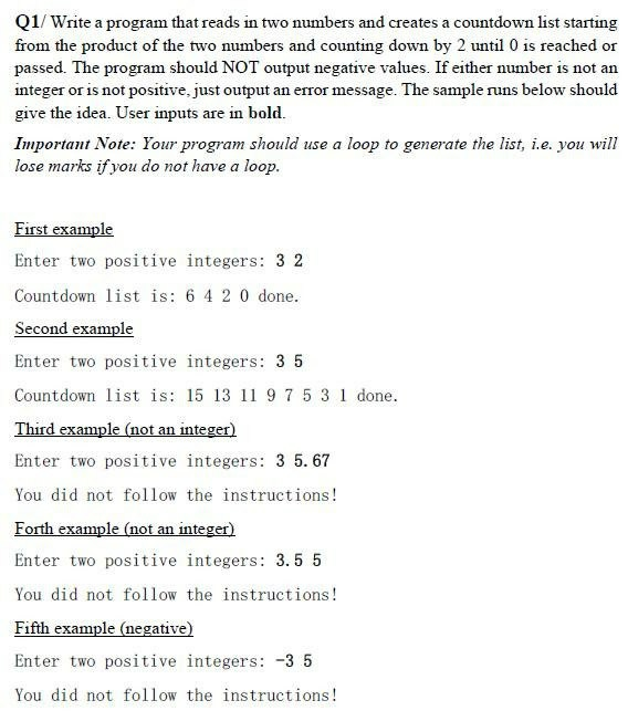 Solved Q1/Write a program that reads in two numbers and | Chegg.com