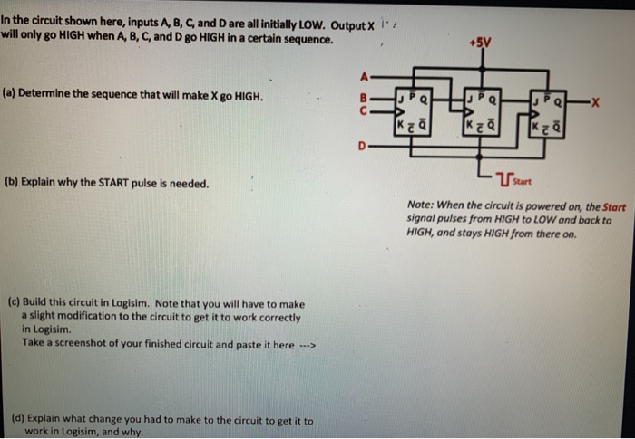 Solved In The Circuit Shown Here, Inputs A, B, C, And D Are | Chegg.com