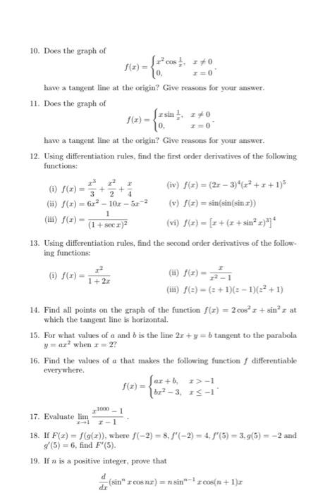 Solved 1. By using the definition of differentiation at a | Chegg.com