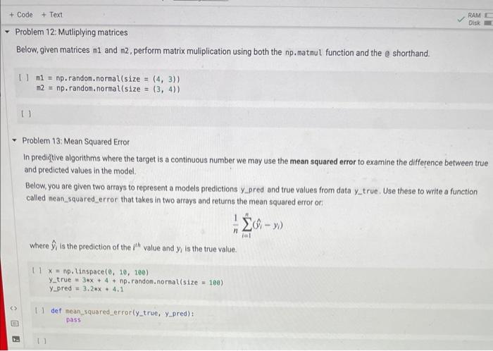 Solved Problem 12: Mutliplying matrices Below, given | Chegg.com