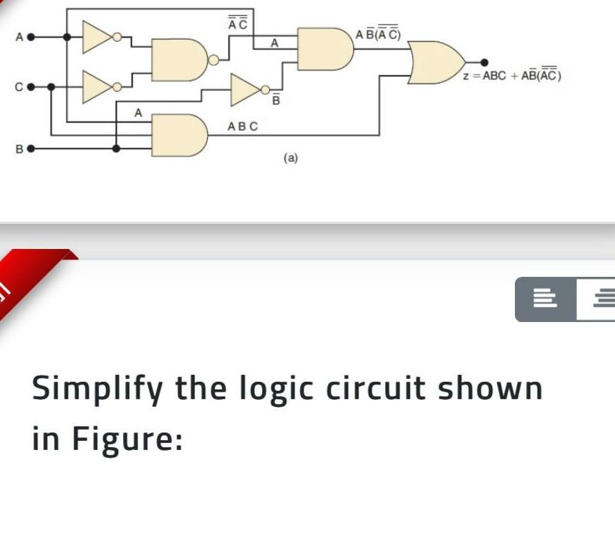 Solved AC AB(AC) А 2 =ABC + AB(AC) C B A ABC B (a) Simplify | Chegg.com