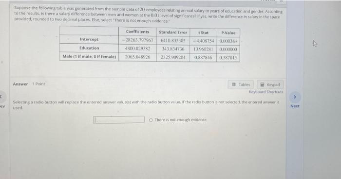 Solved Suppose the following table was generated from the | Chegg.com