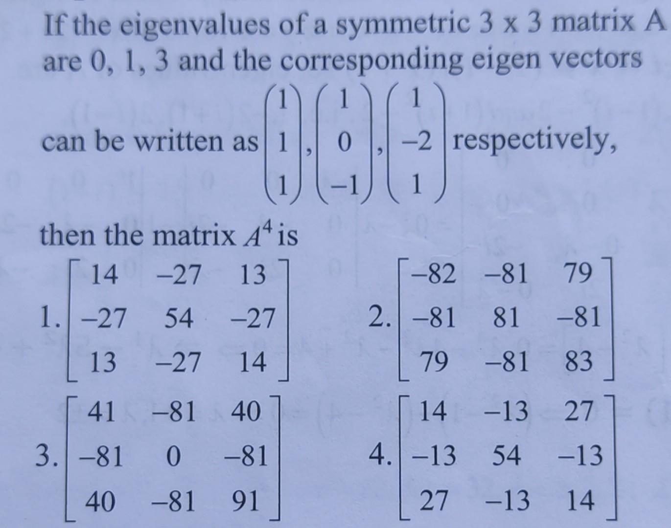 Solved If the eigenvalues of a symmetric 3×3 matrix A are | Chegg.com