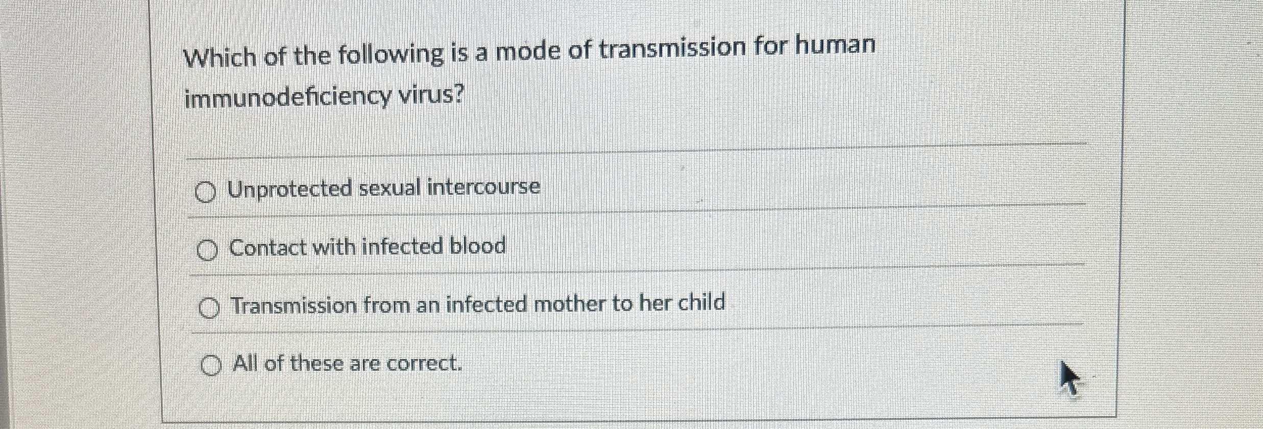 Solved Which of the following is a mode of transmission for