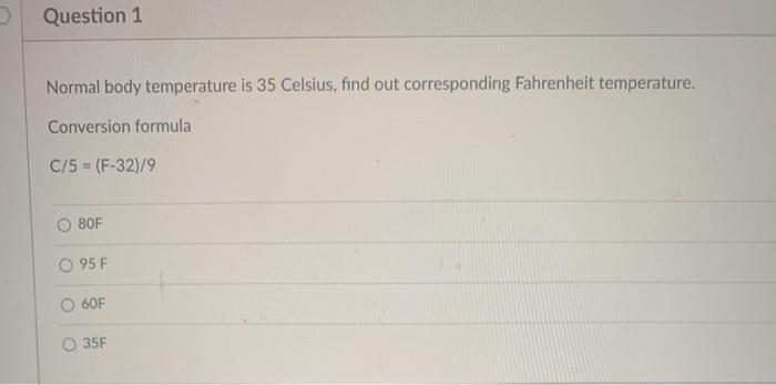 35 hotsell celsius fahrenheit