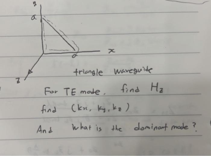 Solved For Te Mode Find Hz Find Kx Ky Kz And What Is The