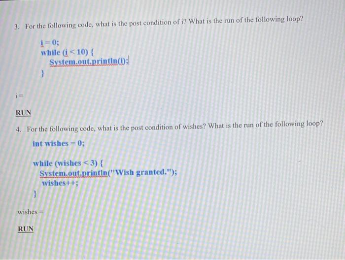 Solved 1. For the following code, what is the post condition | Chegg.com