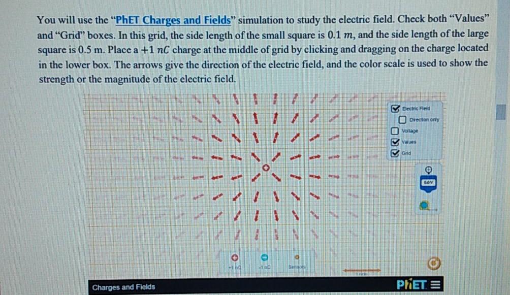 Solved You will use the “PhET Charges and Fields” simulation