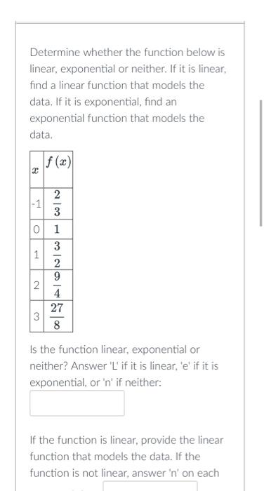 Solved Determine whether the function below is linear, | Chegg.com