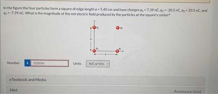 Solved In the figure the four particles form a square of | Chegg.com
