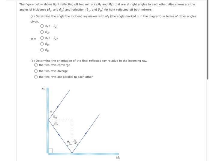 Solved The figure below shows light reflecting off two | Chegg.com