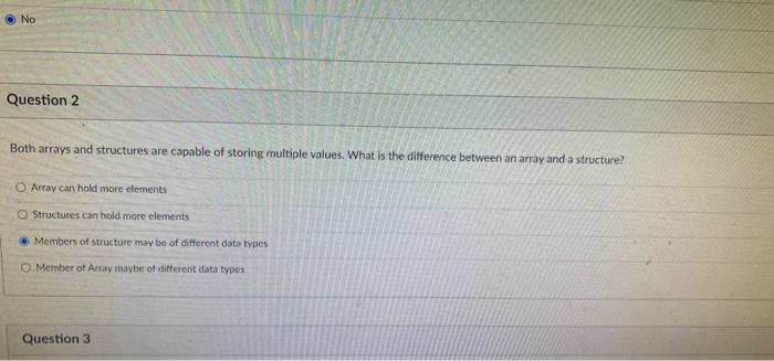 Solved No Question 2 Both Arrays And Structures Are Capable 