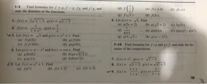 Solved Find Formulas For F G F G Fg And F G And 1 2 D Chegg Com