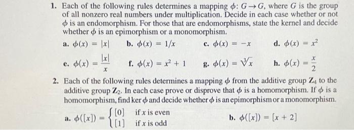 Solved 1. Each Of The Following Rules Determines A Mapping | Chegg.com