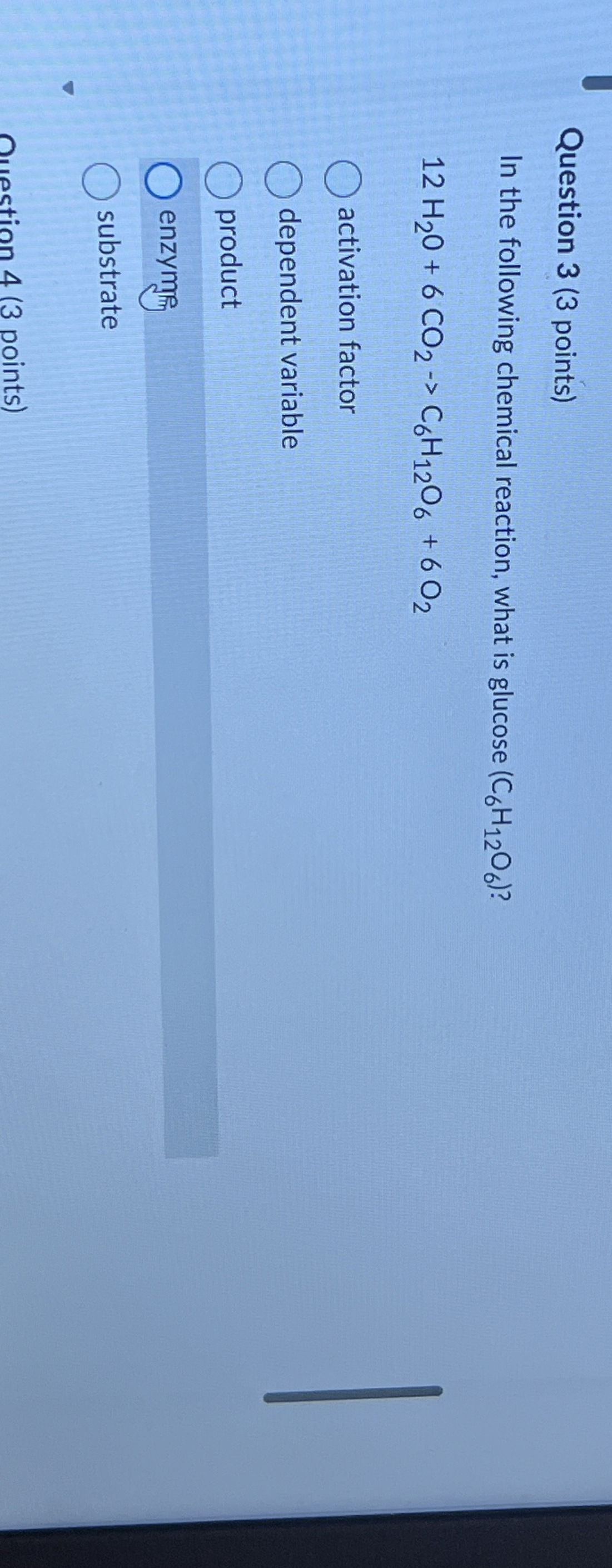 Solved Question 3 (3 ﻿points)In the following chemical | Chegg.com