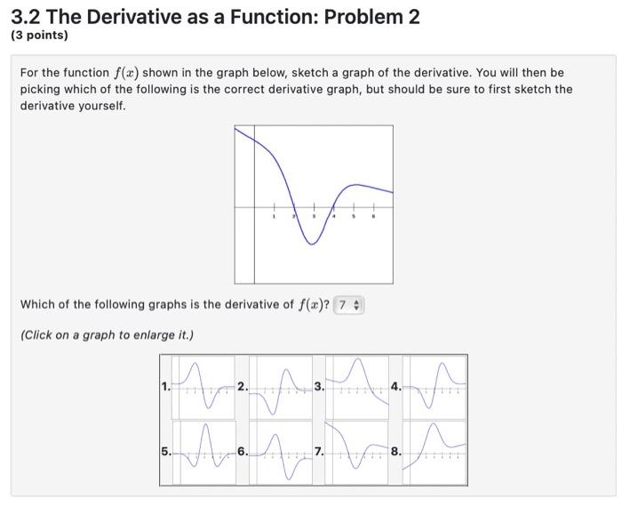 Solved 3.2 The Derivative as a Function: Problem 2 (3 | Chegg.com