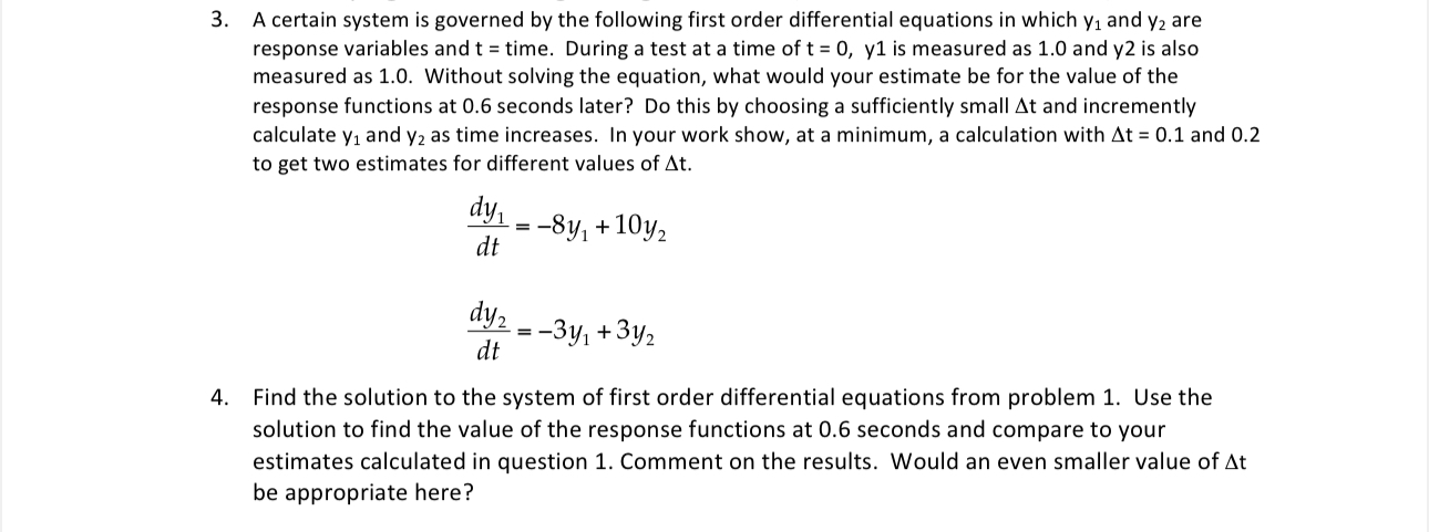 Solved A certain system is governed by the following first | Chegg.com