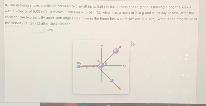 Solved 8. The drawing shows a collision between two small | Chegg.com