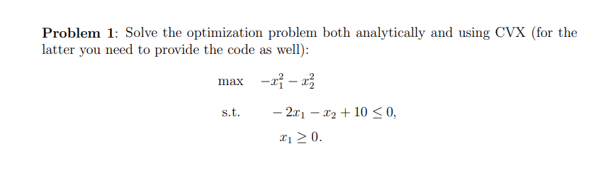 Solved Problem 1: Solve the optimization problem both | Chegg.com