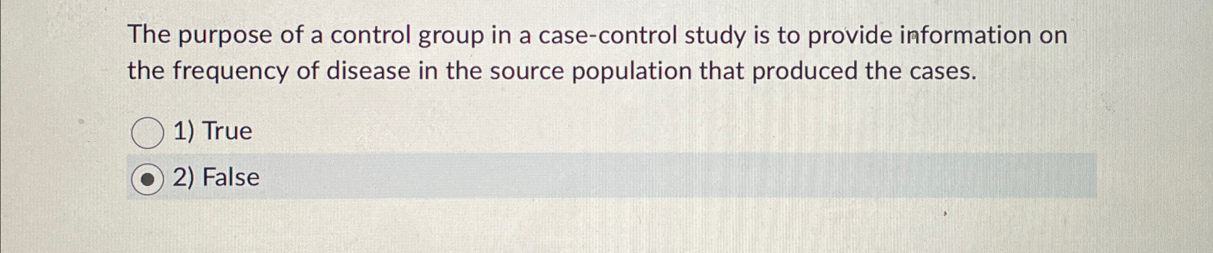 Solved The purpose of a control group in a case-control | Chegg.com