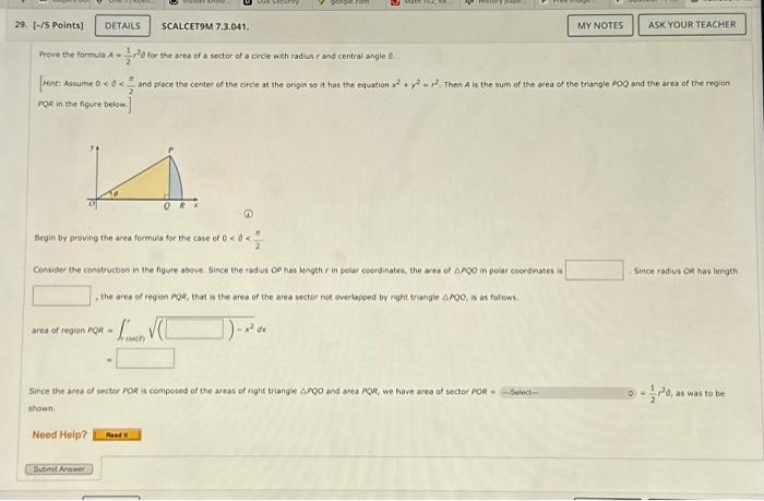 Solved Prove the formula A=21r2b for the area of a sector of | Chegg.com
