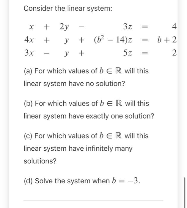 Solved Consider The Linear System: | Chegg.com